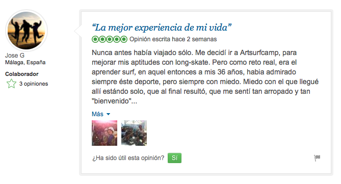 ¡Un 10 En TripAdvisor Para Artsurfcamp!